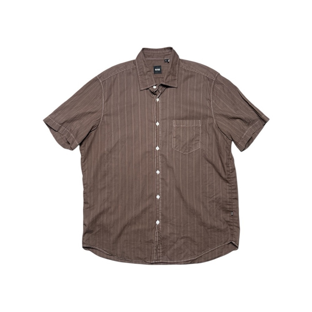 Hugo Boss Brown Casual Button Down Shirt Short Sleeve